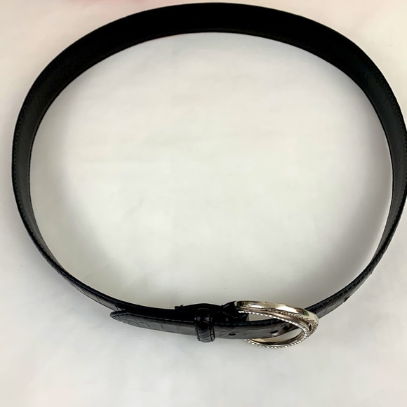 Brighton Brown leather belt, silver pin buckle with rhinestones size 34 - Picture 2 of 7